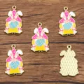 Cute enamel gnome bunny charm alloy pendant for DIY jewelry making and handmade crafts accessories - Gnome No. 5 (6N1)