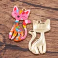 DIY pendentif chat en alliage émaillé coloré pour fabrication de bijoux artisanaux colliers - Rose
