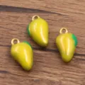 Stainless steel enamel fruit pendant charm DIY jewelry making accessory craft component 1pcs - Mango (No. 14) / 8x15mm