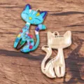 DIY alliage chat émail imprimé pendentif charms, composant de bijoux multicolore. - Bleu