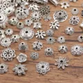 Antique silver alloy bead caps flower spacers DIY jewelry making findings craft supplies - Random Mixed / 50.00g / Antique Silver