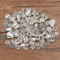 Antique silver flower caps alloy DIY spacer beads jewelry making accessories sets - Random Mixed / 100.00g / Antique Silver