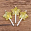 DIY yellow star lollipop resin charms pendants for jewelry making and bag decorations. - Pentagram / 21x44mm (1 Piece) / Yellow