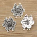 DIY antiksilber Blume Mehrloch Legierung Schmuck Verbinder handgemachte Handwerk Zubehör - Verbinder Nr. 2 / 28*33mm (3.2g)