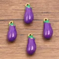 Edelstahlemaille Auberginen Anhänger Süßer lila Gemüse Charms für die Schmuckherstellung - Aubergine (Nr. 17) / 7x19mm