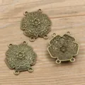 Antikbronze Legierung Blumen Verbinder DIY Schmuck Funde Mehrfach Schlaufe Anhänger - Verbinder Nr. 3 / 28*33mm