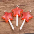 DIY resin star lollipop pendants charms with metal loops for bracelet necklace bag decor - Pentagram / 21x44mm (1 Piece) / Red