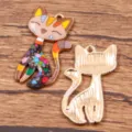 Magnifique pendentif de bijoux DIY en alliage de renard émaillé coloré doré KC - Jaune