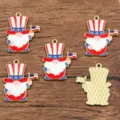 Cute patriotic gnome enamel pendants, alloy DIY jewelry charms for handmade crafts making. - Gnome No. 9 (23X30mm)(6N1)