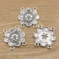Antiksilber Blumen Mehrfach Oesen DIY Schmuck Verbinder Legierung handgemachte Bastelarbeiten - Verbinder Nr. 4 / 35*38mm (4.4g)