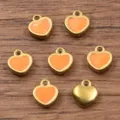 Variante ciondolo a cuore in smalto oro acciaio inossidabile, piccoli accessori bijoux DIY. - Pendaglio a Cuore (Solo Ciondolo) / 1 Pezzo / Arancione