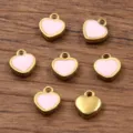Ciondoli a cuore smaltati in oro in acciaio inossidabile per gioielli fai da te 5x6mm. - Pendaglio a Cuore (Solo Ciondolo) / 1 Pezzo / Rosa chiaro