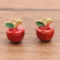 Roter Apfel Anhänger Edelstahl Emailliert Schmuckherstellung DIY Variante Einzelstück - Apfel (Nr. 19) / 11x14mm