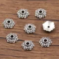 Antique silver alloy flower bead caps, hollow spacers for DIY bracelet jewelry making. - Hollow Bead Cap (81) / 3*8mm / Antique Silver