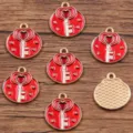 Red enamel heart key alloy pendant DIY jewelry accessory, perfect for custom charm bracelets. - No. 5 (19E1) / 17x18mm / Red