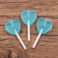 Blue heart lollipop resin charms DIY acrylic pendant for bracelet necklace luggage decoration - Heart / 21x46mm (1 Piece) / Blue