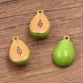 3D Edelstahl Papaya Frucht Emaillierter Anhänger Charms für Schmuckherstellung DIY Zubehör - Avocado (Nr. 20) / 10x16mm