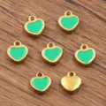 Ciondolo cuore smalto verde acciaio inossidabile metallo dorato accessorio gioielli fai da te - Pendaglio a Cuore (Solo Ciondolo) / 1 Pezzo / Verde
