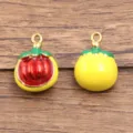 Edelstahl 3D Emailliertes Obst Anhänger Charm für Schmuckherstellung und DIY Basteln - Kürbis (Nr. 21) / 14x24mm