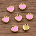 Ciondoli a cuore in smalto dorato in acciaio inossidabile per la creazione di gioielli. - Pendaglio a Cuore (Solo Ciondolo) / 1 Pezzo / rosa scuro