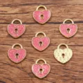 Set di ciondoli lucchetto a cuore fai da te accessori gioielli glitter rosa e dorati. - Stile 5 Lucchetto Cuore / 11x13mm / Rosa