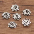 Antiek zilveren bloem kralenkapjes, legering DIY sieraden tussenkralen, holle bloem bedels. - Meerbladige Holle Stijl (997) / 4*15mm / Antiek Zilver