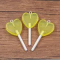 Yellow heart lollipop resin charms DIY pendant for bracelet necklace bag accessories 3pcs - Heart / 21x46mm (1 Piece) / Yellow