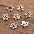 Antiek zilveren bloem kralenkapjes voor DIY sieraden maken, legering afstandsringen. - Hexagram Bloem Holle Stijl (1035) / 4*13mm / Antiek Zilver
