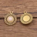 Edler Edelstahl runder Anhänger mit rosa Naturstein für DIY Halskette Schmuckherstellung - Runder Sonnenblumenstil / 1 Stück (15x18mm) / Rosa