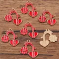 DIY alloy enamel red heart flower charms for handmade jewelry making and accessories design. - No. 7 (19E1) / 25X27mm / Red