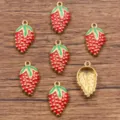 Gold rote Emaillierte Erdbeere 304 Edelstahl Anhaenger fuer Schmuckherstellung DIY - Einseitige Rote Erdbeere (Nr. 2) / 12x22mm