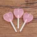 Pink heart lollipop resin charm pendant DIY bracelet bag hanging ornament accessories - Heart / 21x46mm (1 Piece) / Pink
