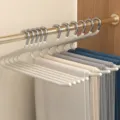 Z-shaped multi-layer pants hanger, space-saving closet organizer for trousers, cream white. - Adult Forward Style / Ivory
