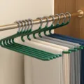 Multi-layer Z-shaped pants hanger non-slip closet storage rack space saving organizer - Adult Forward Style / Luxury Green