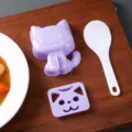Set stampo per riso gatto carino con cucchiaio, utensile da cucina in plastica per sushi. - Gatto Violetto
