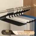 Black S-shaped trouser hanger non-slip metal pants rack space-saving closet organizer 1pc - Adult Forward Style / Midnight Black