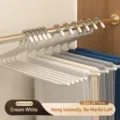 Multi-layer S-shaped pants hanger wardrobe space-saving non-slip trouser rack white - Adult Reverse Style / Ivory
