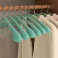 Wide shoulder non slip clothes hangers with hooks for coat wardrobe organization, green - Extra Large Wide-Shoulder PVC-Coated Hangers 804 (Cloud Blue)