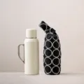 Custodia per tazza termica ricamata nera e set di bottiglie, borsa portaoggetti da viaggio portatile. - Elastico per Capelli Nero