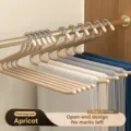 Z-shaped multi-layer pants hangers for wardrobe storage, non-slip trouser rack organizer. - Adult Reverse Style / Cheese Apricot