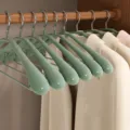 Wide shoulder clothes hangers non-slip mint green stainless steel heavy duty coat hanger 10pcs - Extra Large Wide-Shoulder PVC-Coated Hangers 804 (Mint Green)