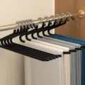 Black gooseneck pant hanger for closet organization, anti-slip metal trouser rack 35x15cm - Adult Reverse Style / Midnight Black