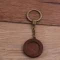 Porte-clés pendentif vide en bois plateau rond accessoires de bricolage bronze rétro - Style A / 25mm / Bronze Antique