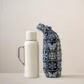 Custodia in tessuto ricamato patchwork per bottiglia d'acqua e borsa di stoccaggio per thermos. - Patchwork Casuale Blu Marino
