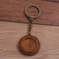 DIY bois coeur dentelle pierre gemme plateau porte-cles, vintage bronze metal anneau artisanat - Style B / 25mm / Bronze Antique