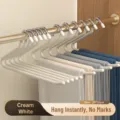 Multi-layer goose neck pants hanger anti-slip Z shaped clothes rack wardrobe space saver - Kids Reverse Style / Ivory