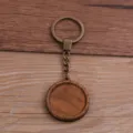 DIY plateau de sertissage pierre précieuse en bois porte-clés pendentif rond couleur bronze - Style A / 30mm / Bronze Antique