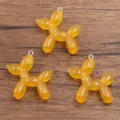 Yellow resin balloon dog pendant DIY jewelry accessory, cute animal charm 35x38mm - Balloon Dog Style (26E15) / 1 Piece / Orange
