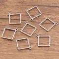Pendentifs carrés ouverts en acier inoxydable, apprêts géométriques pour bijoux DIY. - Carré / Petit 13x13mm (1 Pièce) / Acier