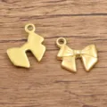 Stainless Steel Gold Bow Pendants DIY Jewelry Accessories Necklace Earring Charms - Style 932 Bowknot / 12x13mm / Gold